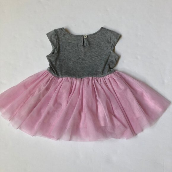 Toughskin Pink and Gray Kitten Face Infant Girl Dress with Headband Size 12 M - Picture 2 of 8